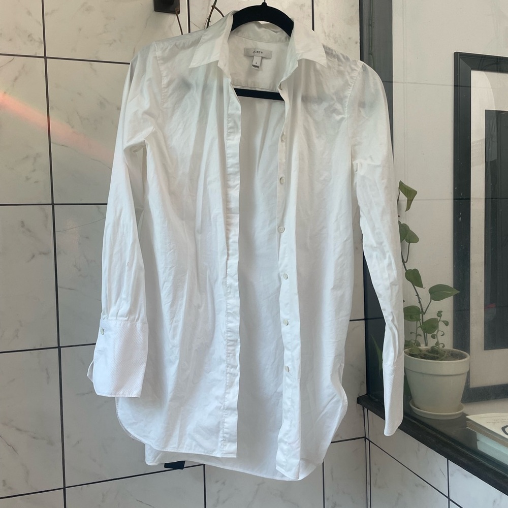 J. Crew White Cotton Poplin Shirt